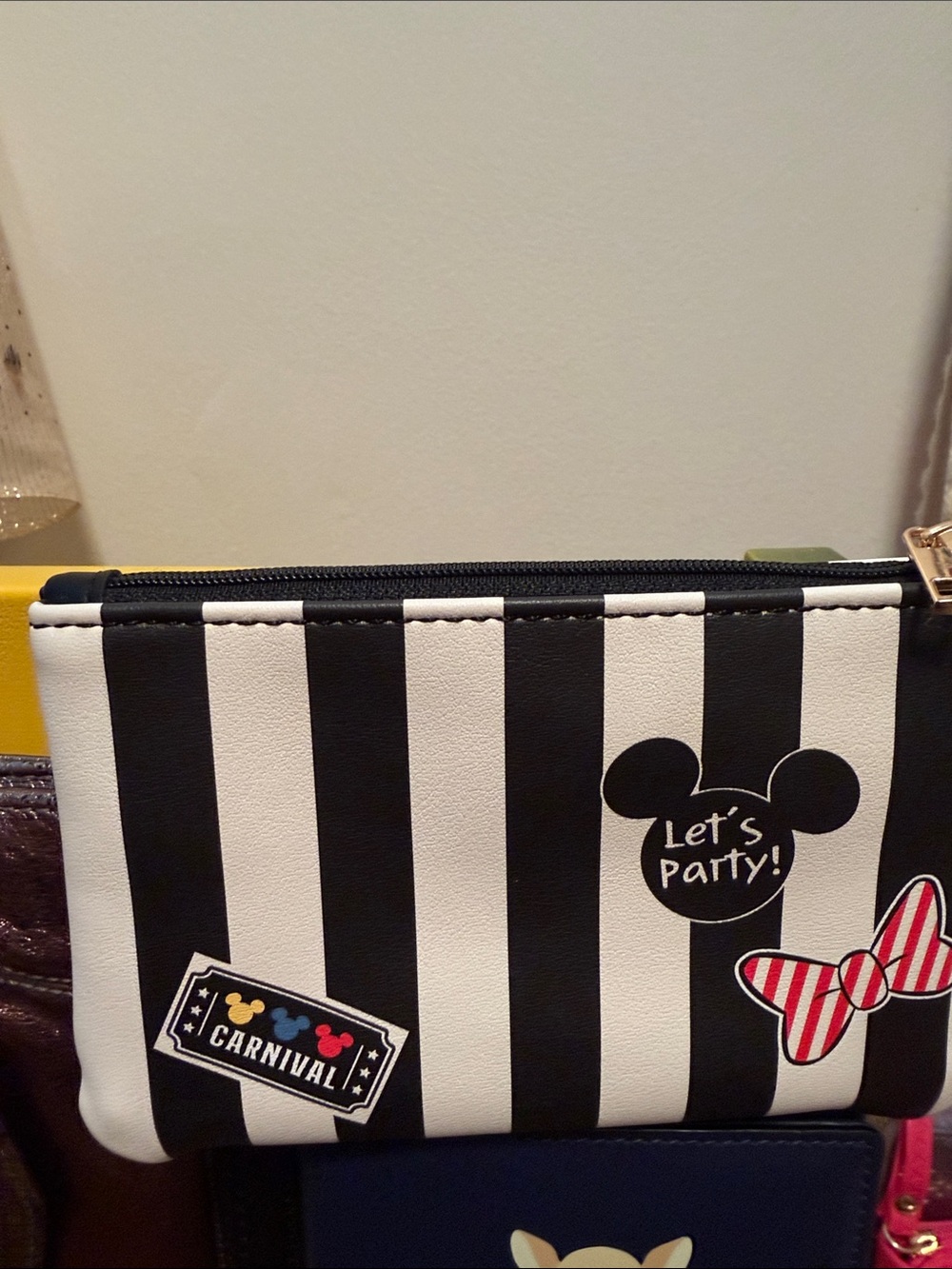 Mickeys Let's Party! Black and White Striped Disney Party Pouch